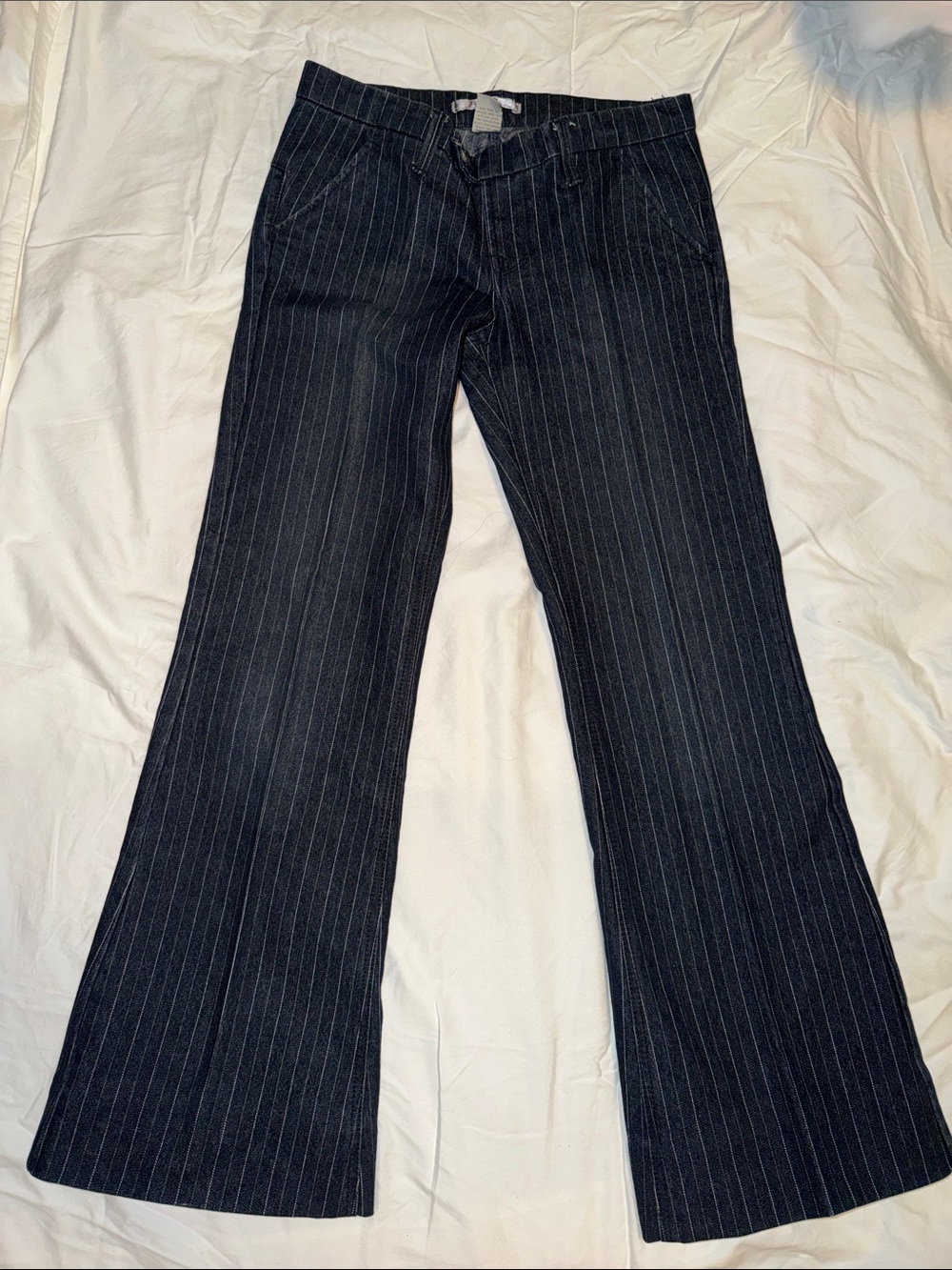 Vintage Tyte Jeans Black Pinstripe Wide Leg Jeans